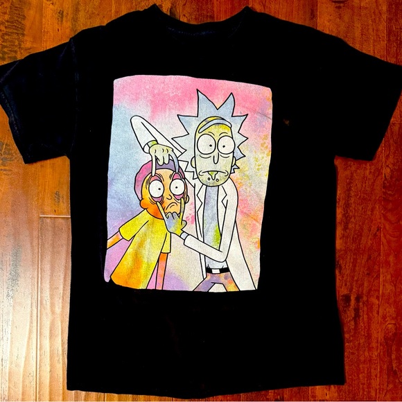 Rick And Morty Other - Rick and Morty Graphic T-Shirt Size M Adult Funny Cartoon Tee Minor Bleach Stain